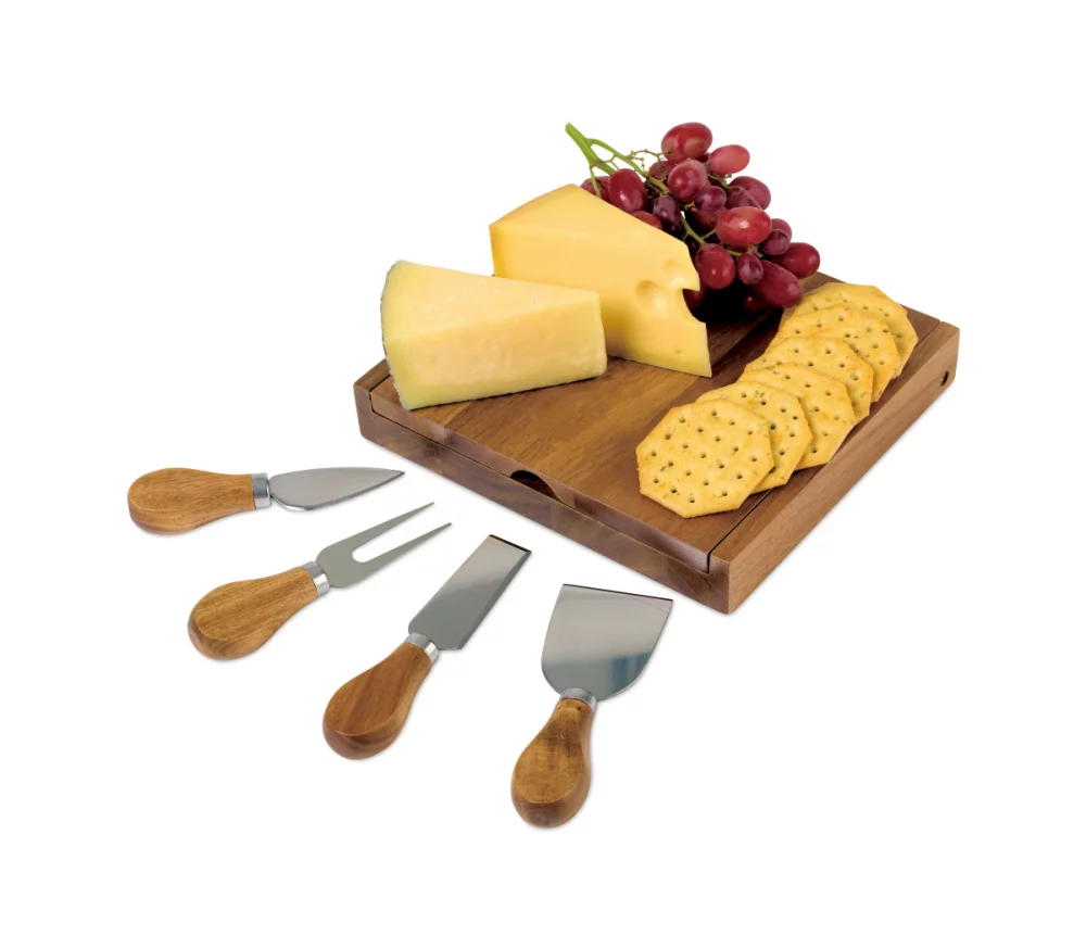 La Cuisine Cheese Board with Serving Set - Wood