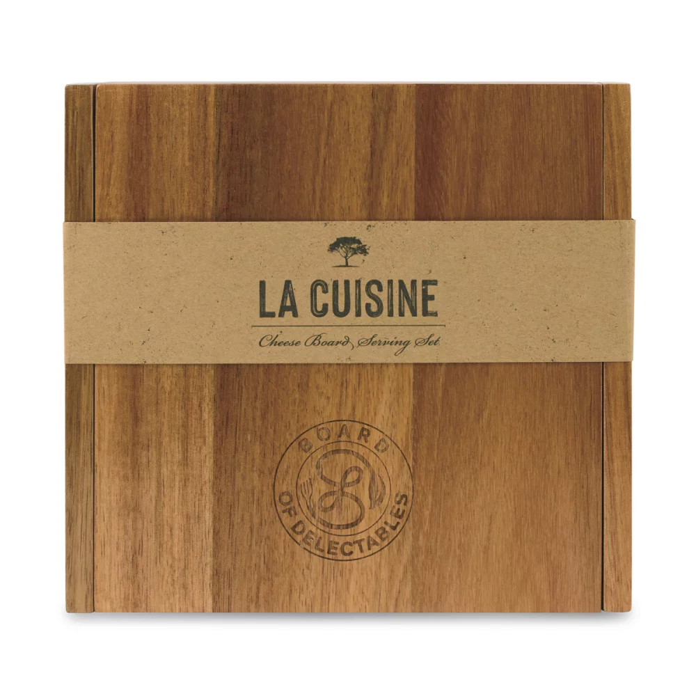 La Cuisine Cheese Board with Serving Set - Wood