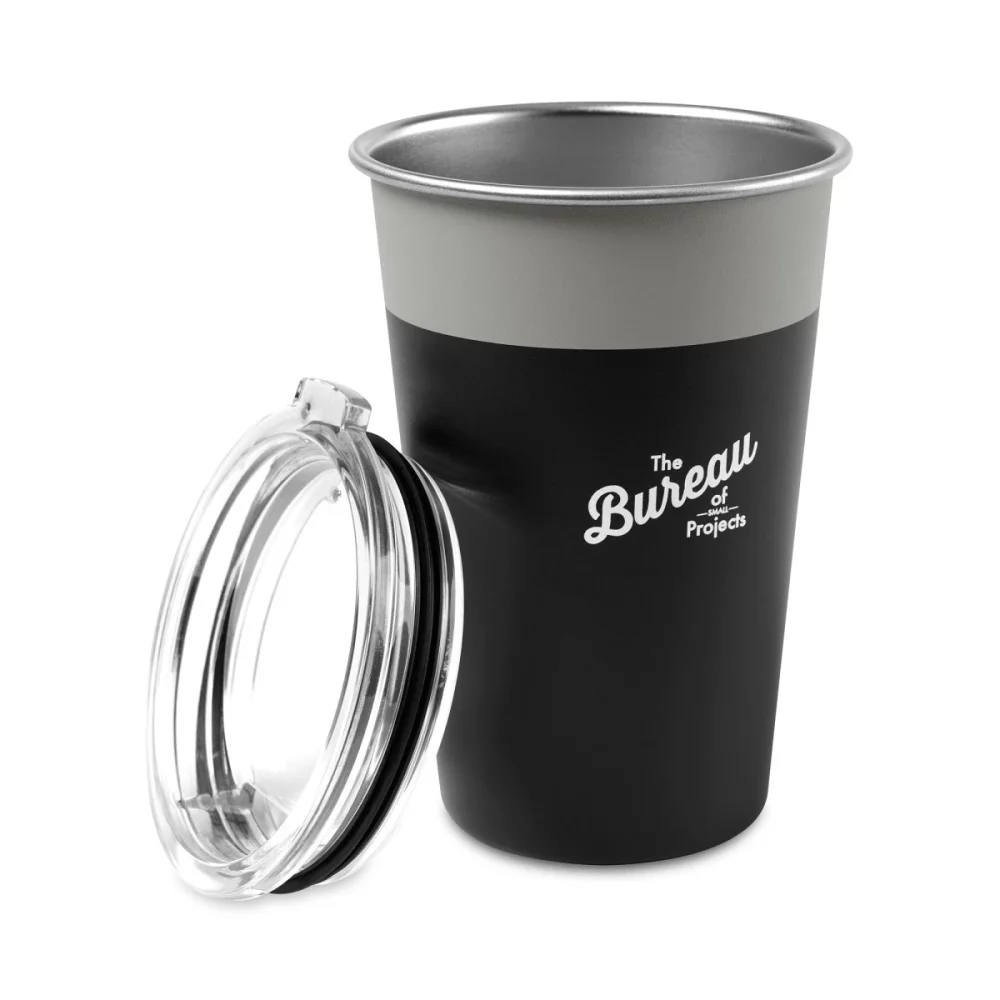 Gobelet en acier inoxydable Arlo Colorblock - 14 oz - Gris chaud-noir