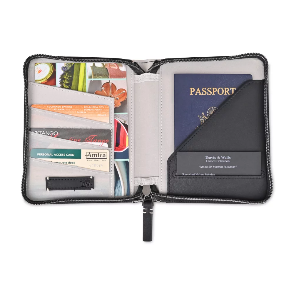 Portefeuille de passeport Travis & Wells® Lennox - Noir