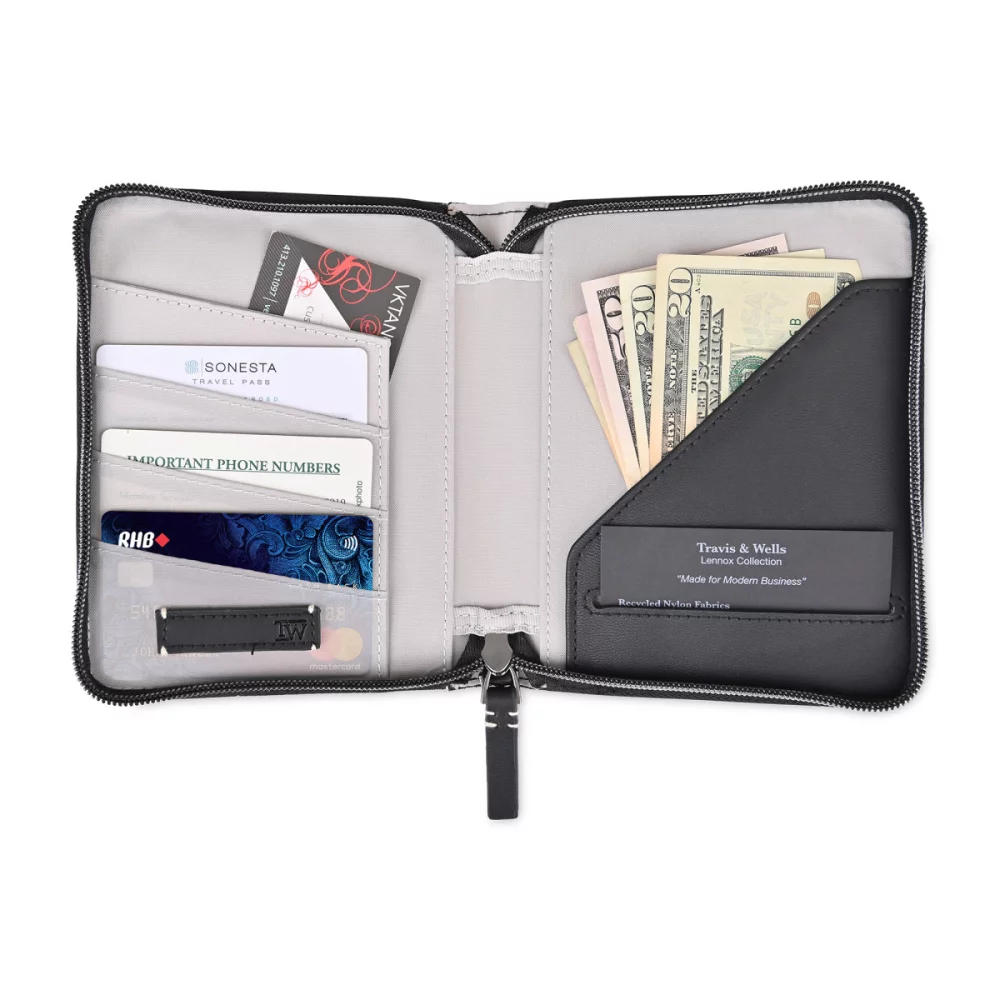 Portefeuille de passeport Travis & Wells® Lennox - Noir
