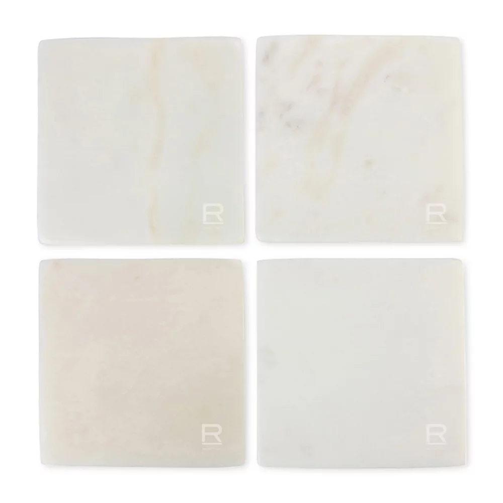 Ensemble de dessous de verre carrés en marbre blanc Be Home® - Marbre