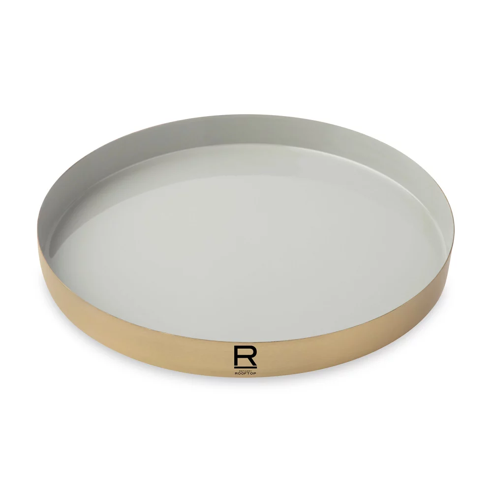 Plateau en émail rond de luxe Be Home® - Moonbeam-Matte Gold