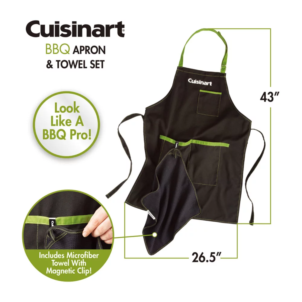 Cuisinart Outdoors® BBQ Grill Chef Apron & Towel Set - Black