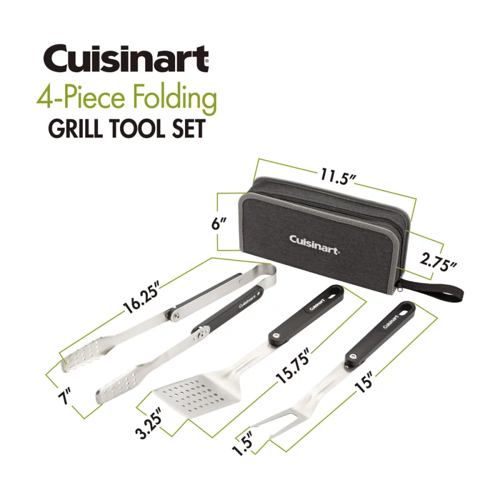 Cuisinart Outdoors® 4-Piece Folding Grill Tool Set - Charcoal