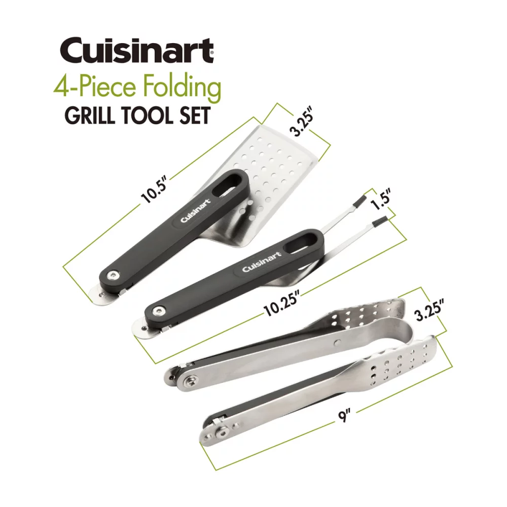 Ensemble d'ustensiles de barbecue pliants en 4 pièces Cuisinart Outdoors® - Charbon de bois