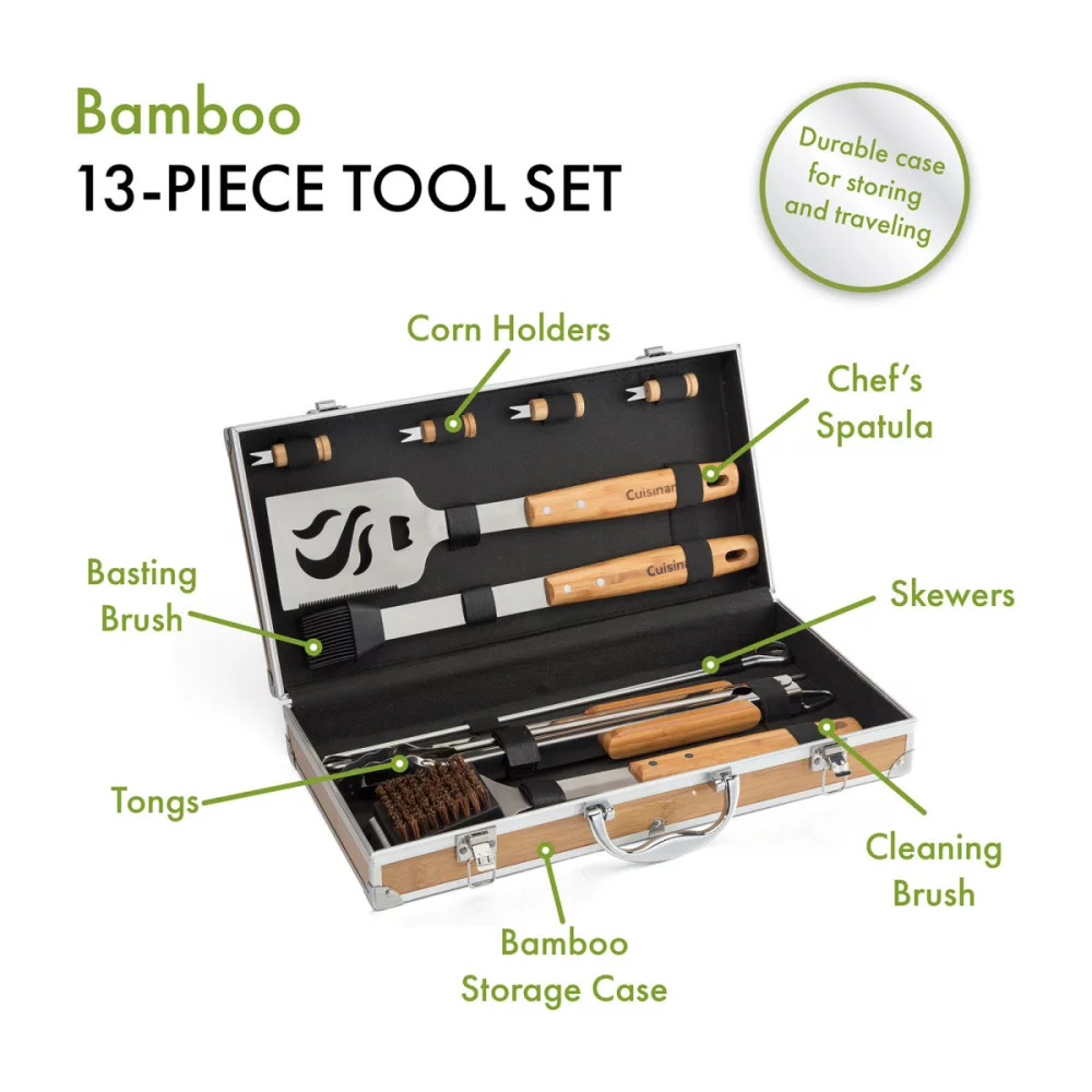 Cuisinart Outdoors® Bamboo 13 PC Grill Tool Set - Bamboo