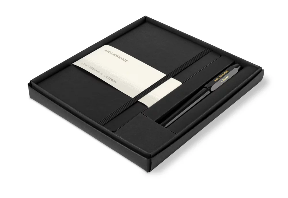 Ensemble cadeau comprenant un carnet moyen Moleskine® et un stylo Kaweco - noir