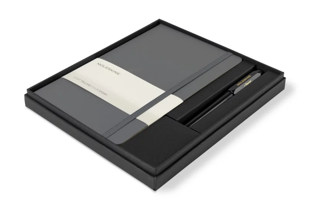Ensemble cadeau Moleskine® Grand Cahier et Stylo Kaweco - Gris Ardoise