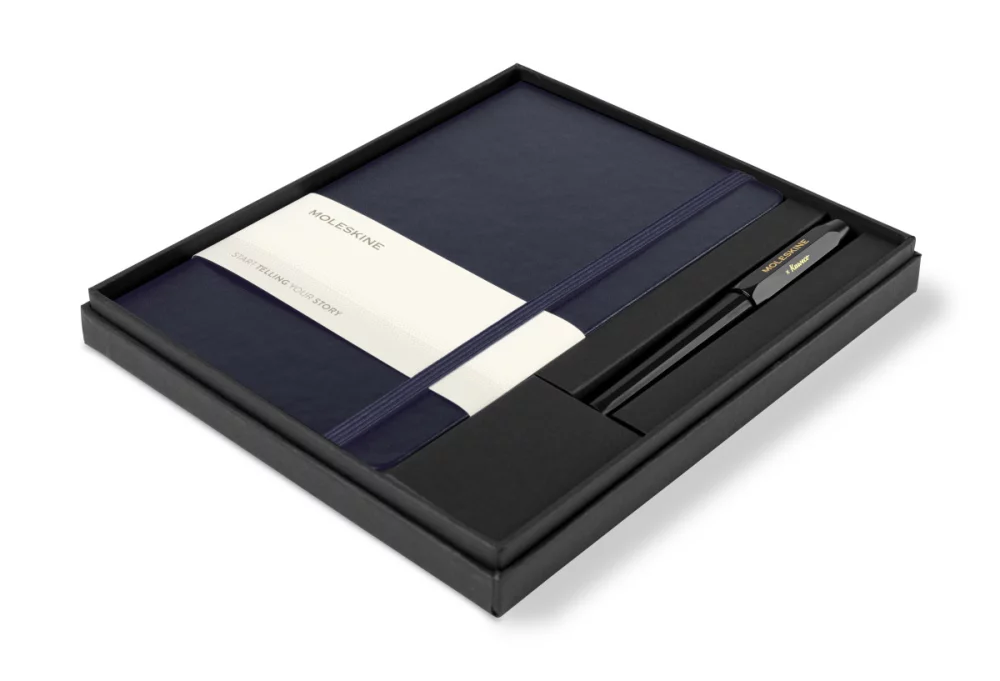 Ensemble cadeau comprenant un grand carnet Moleskine® et un stylo Kaweco - bleu marine