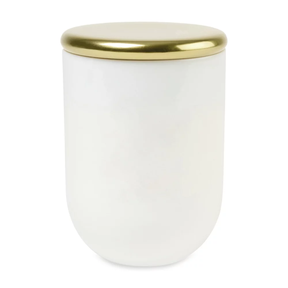 Bougie en verre soufflé Be Home® Cora - Bambou frais blanc