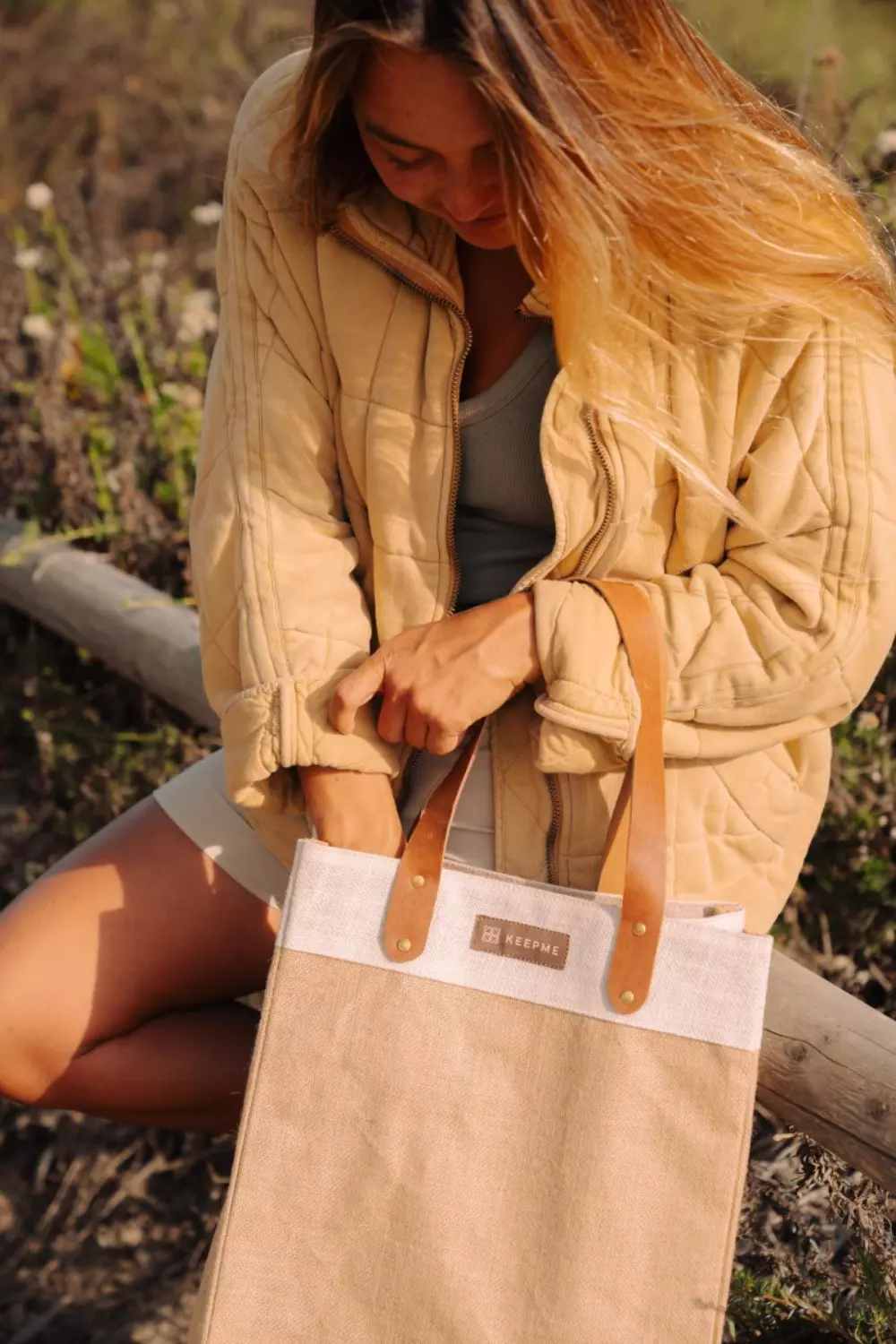 KEEPME® Jute Tall Tote - Natural