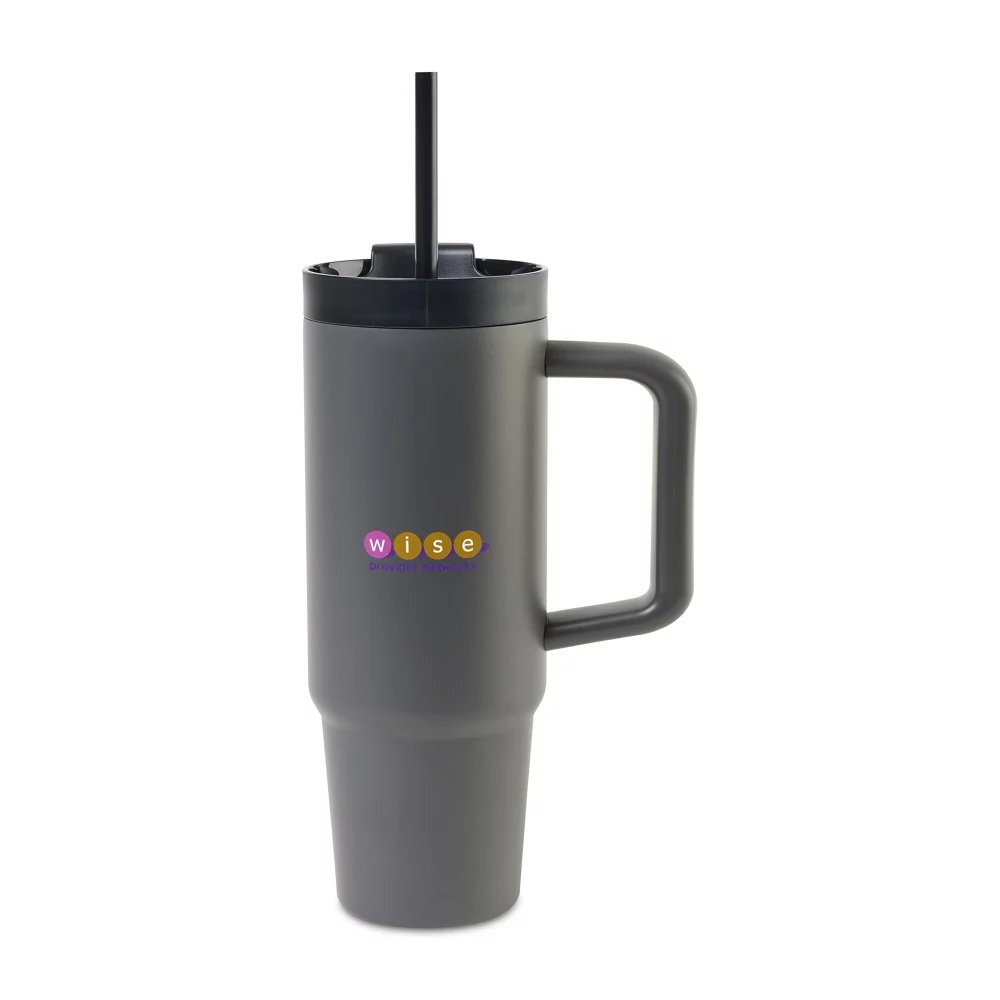 Gobelet de voyage Adrian avec paille - 30 oz - Gris foncé