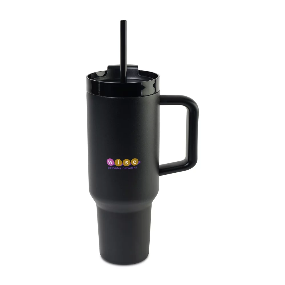 Gobelet de voyage Adrian avec paille - 40 oz - Noir