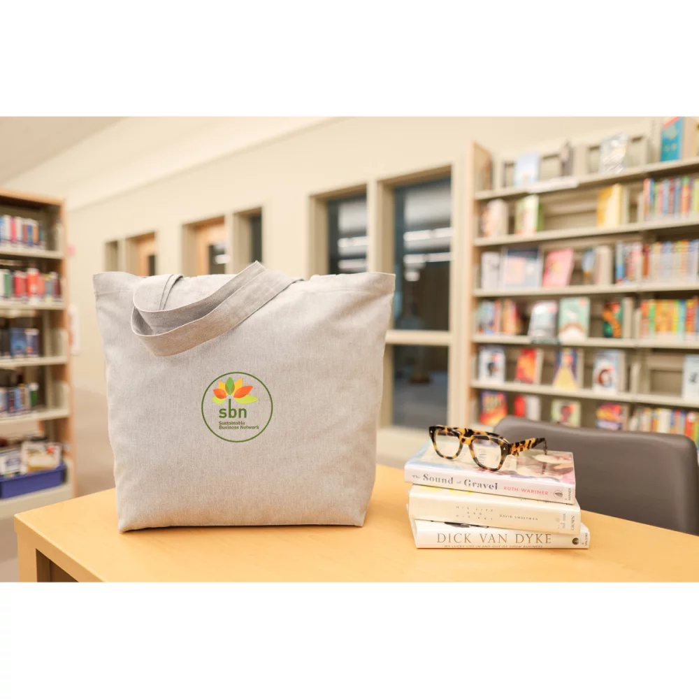 AWARE™ Recycled Cotton Shopper Tote Bag with Interior Zip Pocket - Light Grey