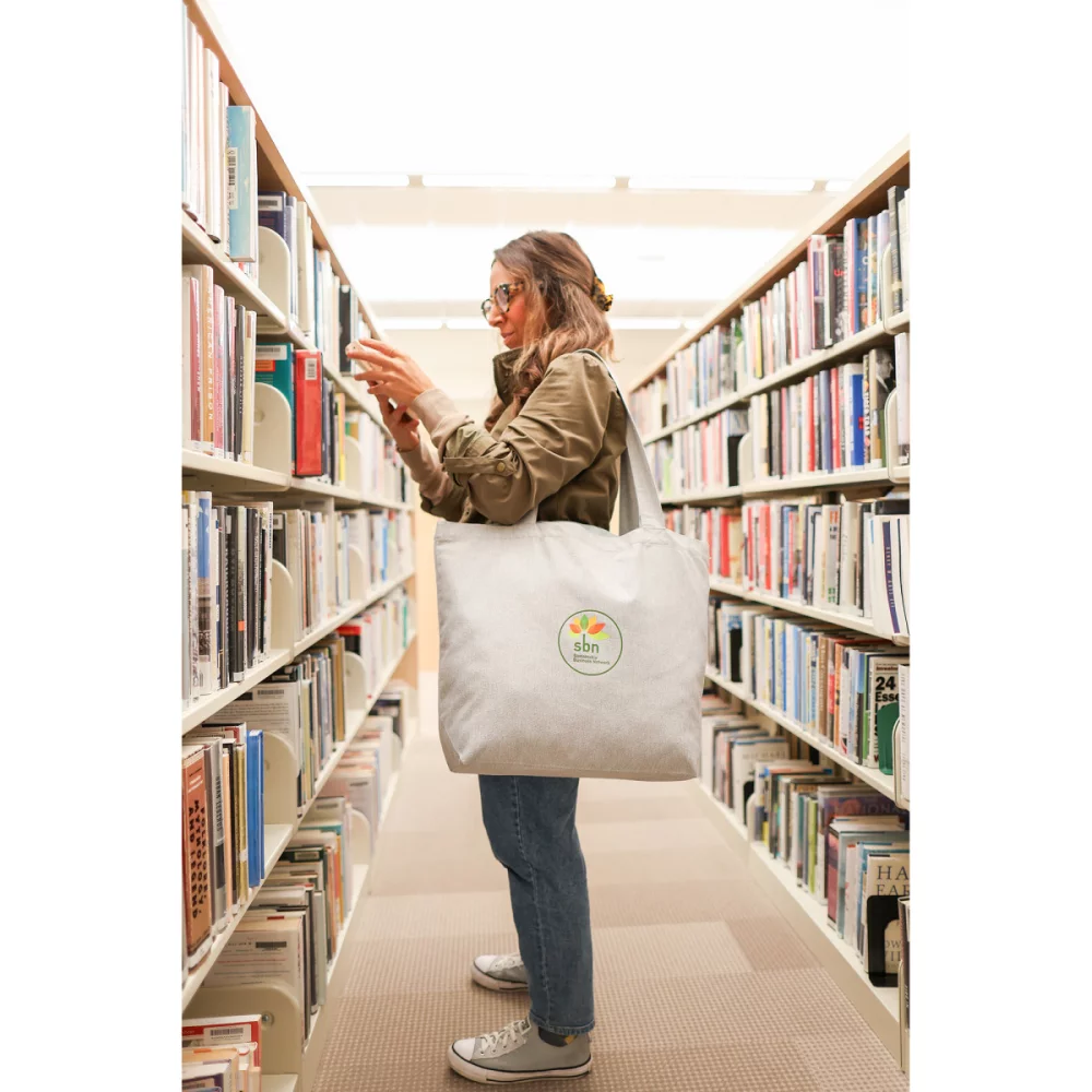 AWARE™ Recycled Cotton Shopper Tote Bag with Interior Zip Pocket - Light Grey