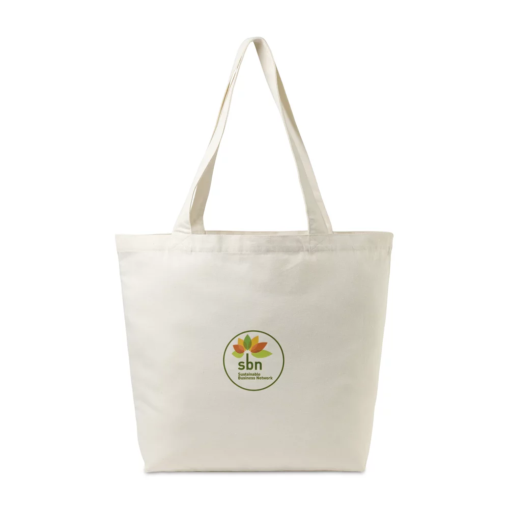 AWARE™ Recycled Cotton Shopper Tote Bag with Interior Zip Pocket - Natural