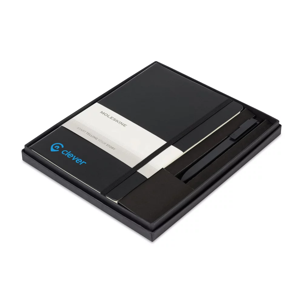 Ensemble cadeau Moleskine® avec agenda hebdomadaire grand format de 12 mois pour 2025 et stylo GO - Couleur noire