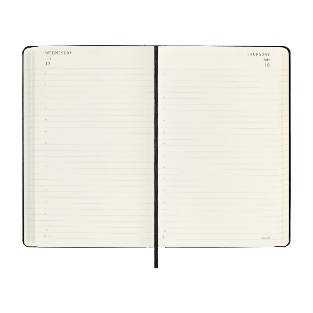 Agenda quotidien Moleskine® à couverture rigide grand format de 12 mois pour 2025 - Noir