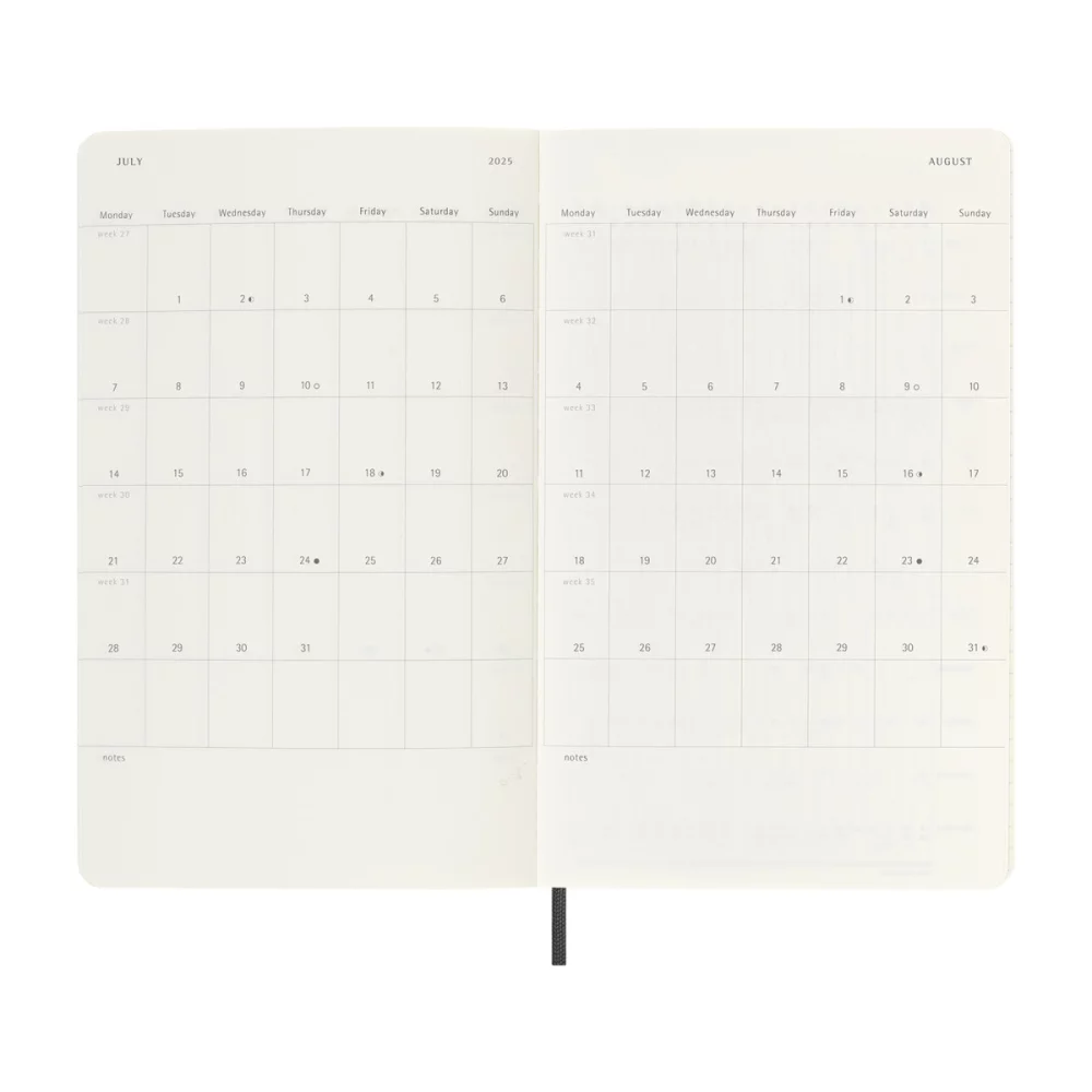 Moleskine® Soft Cover Large 12-Month Weekly 2025 Planner - Black