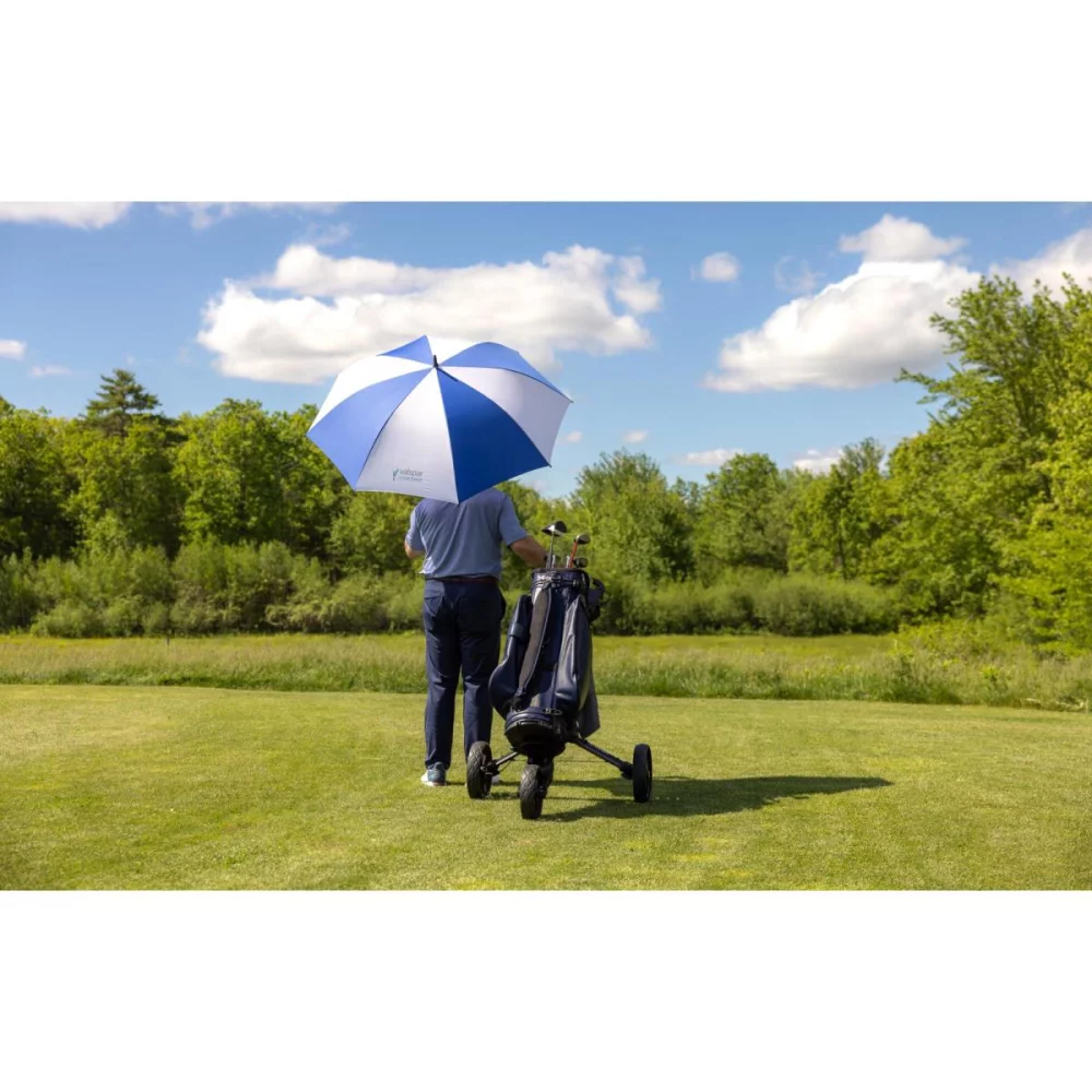 Elements 60" Recycled Auto Open Golf Umbrella - Royal-White