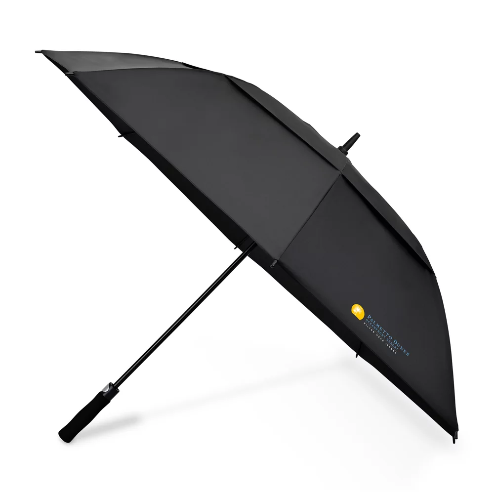 Parapluie de golf à double auvent recyclé de 60 po à ouverture automatique - noir