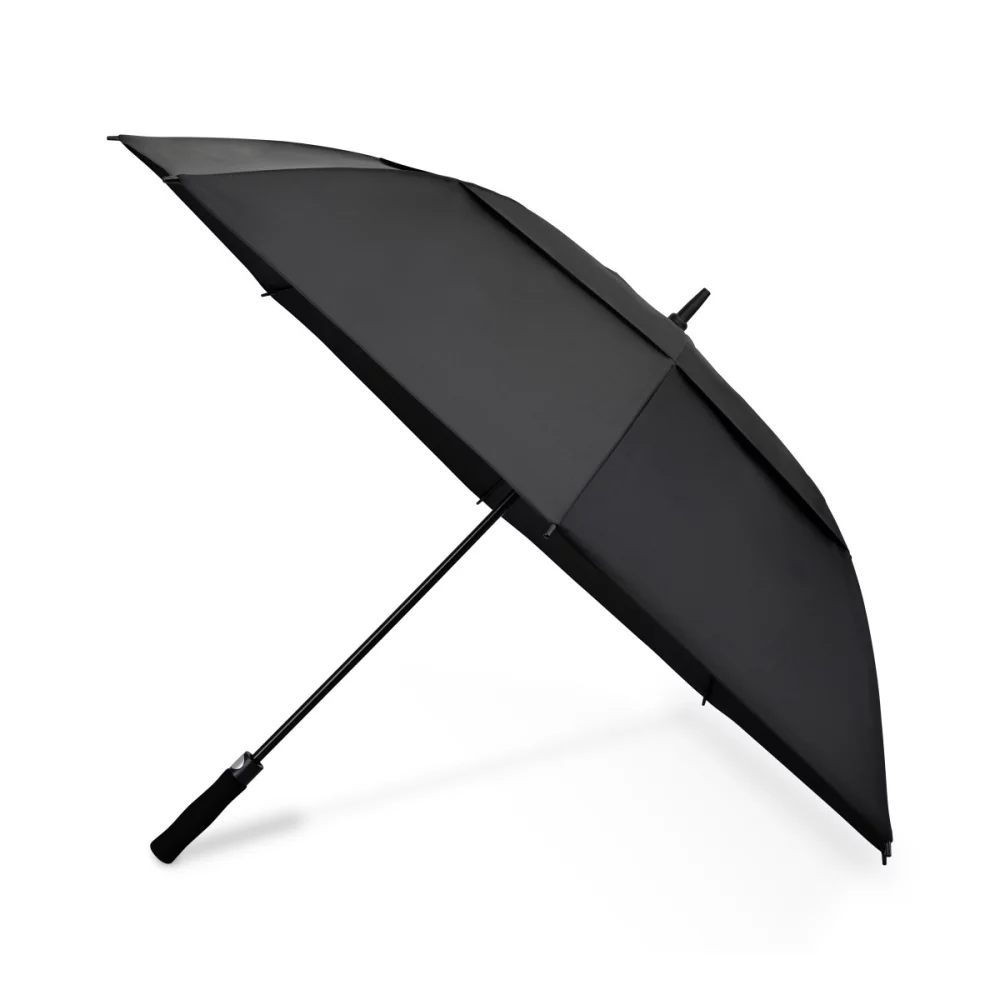 Parapluie de golf à double auvent recyclé de 60 po à ouverture automatique - noir