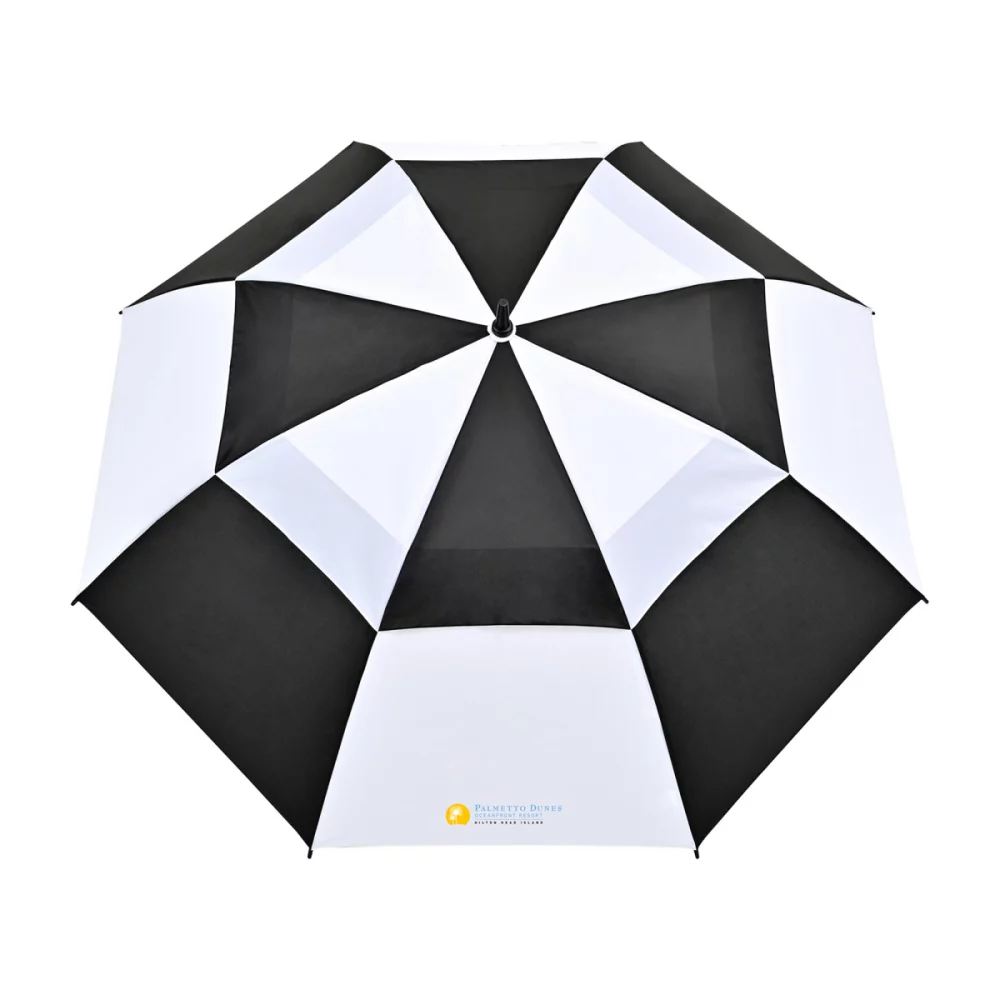 Elements 60" Recycled Auto Open Double Canopy Golf Umbrella - Black-White
