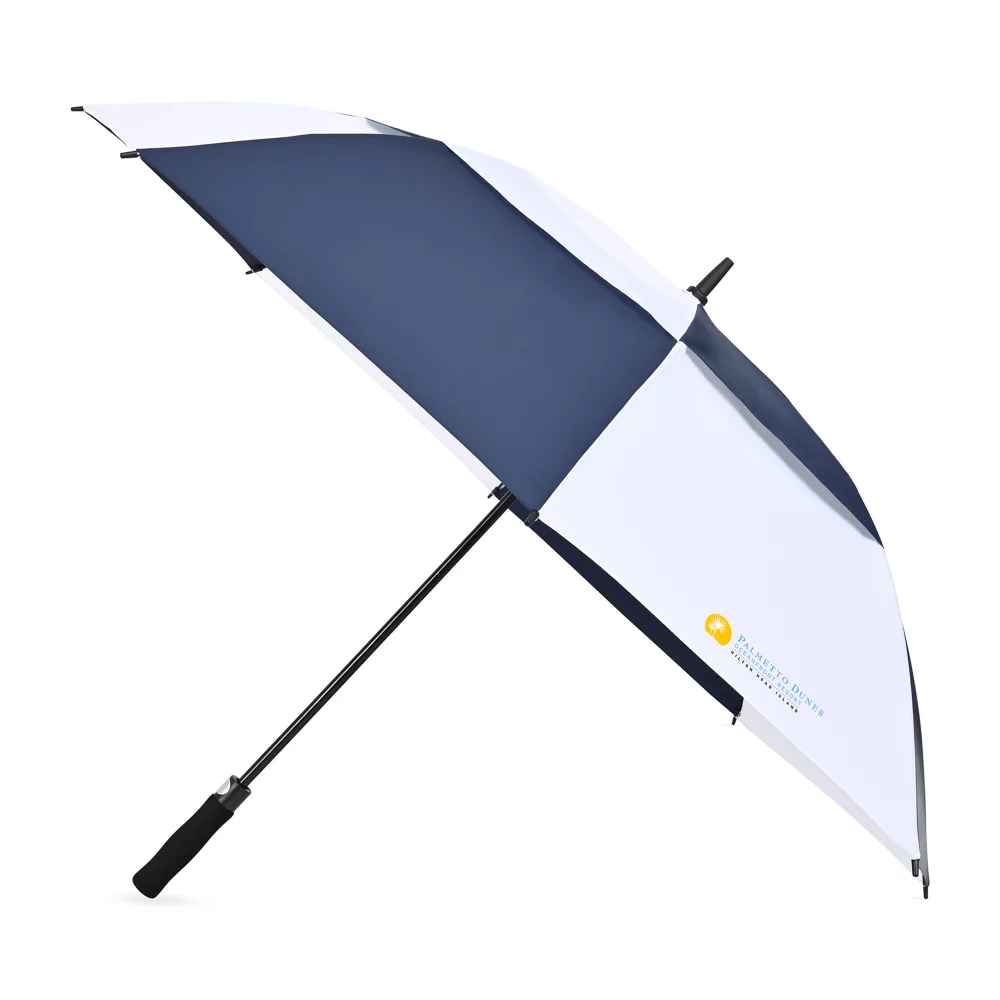 Parapluie de golf double auvent ouvert automatique recyclé Elements 60" - Marine-Blanc