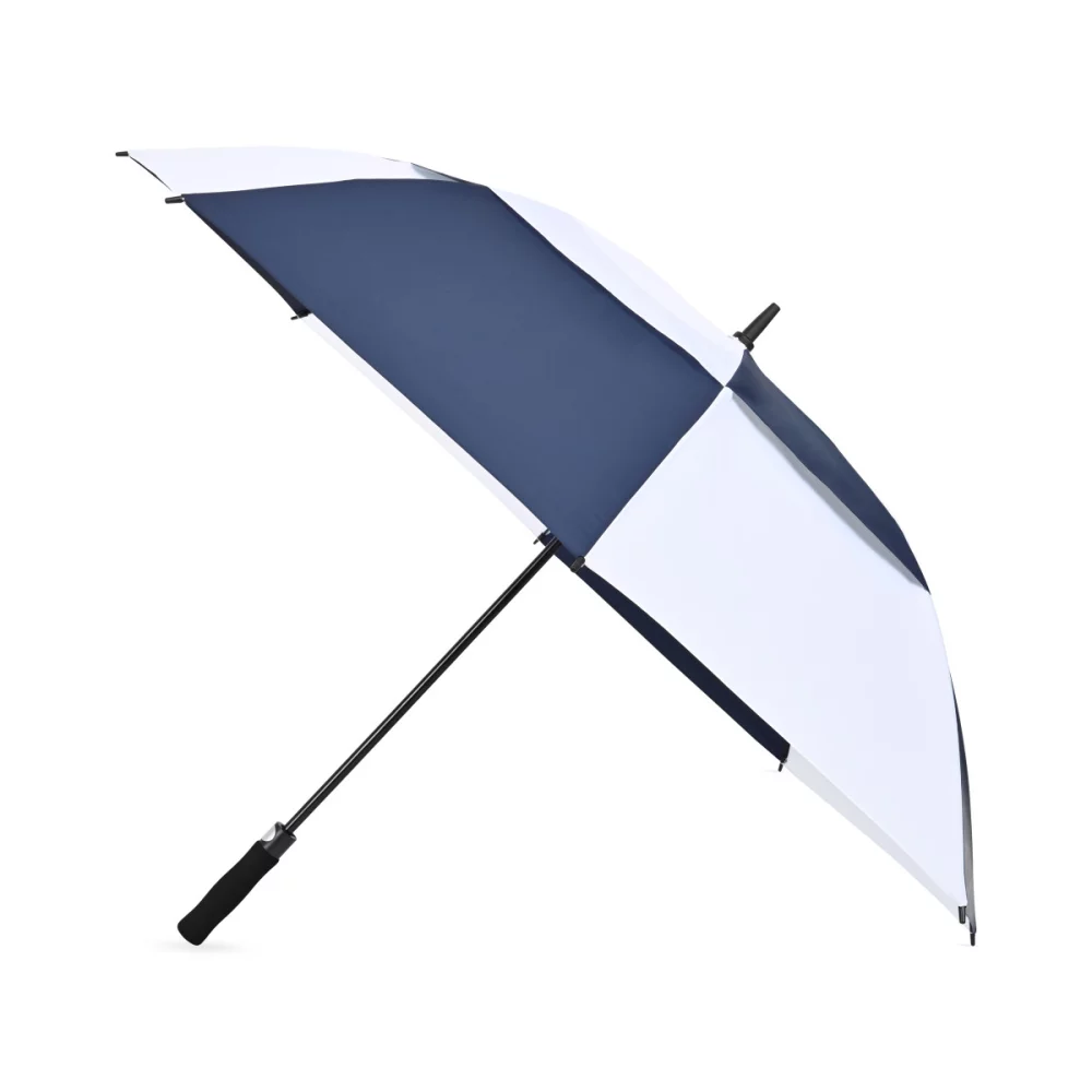 Parapluie de golf double auvent ouvert automatique recyclé Elements 60" - Marine-Blanc