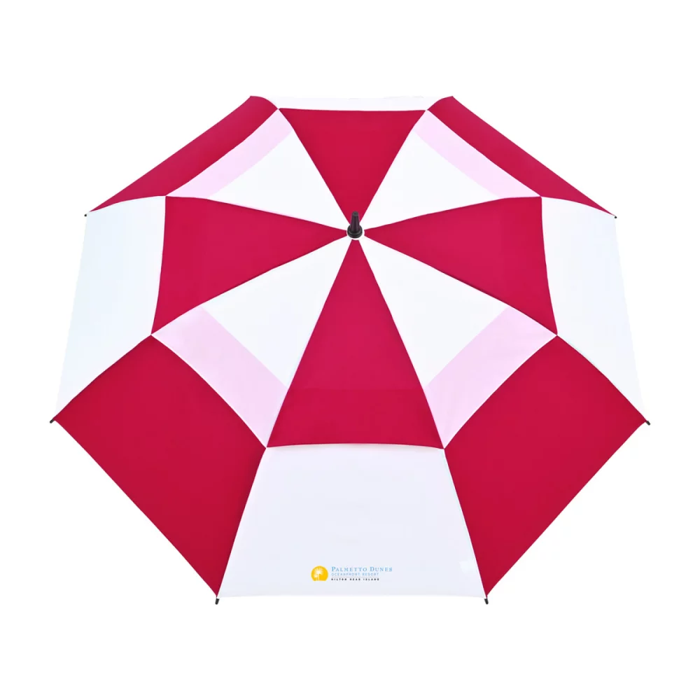 Elements 60" Recycled Auto Open Double Canopy Golf Umbrella - Red-White