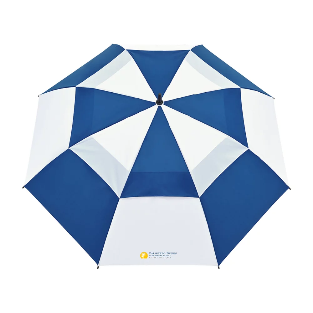 Elements 60" Recycled Auto Open Double Canopy Golf Umbrella - Royal-White