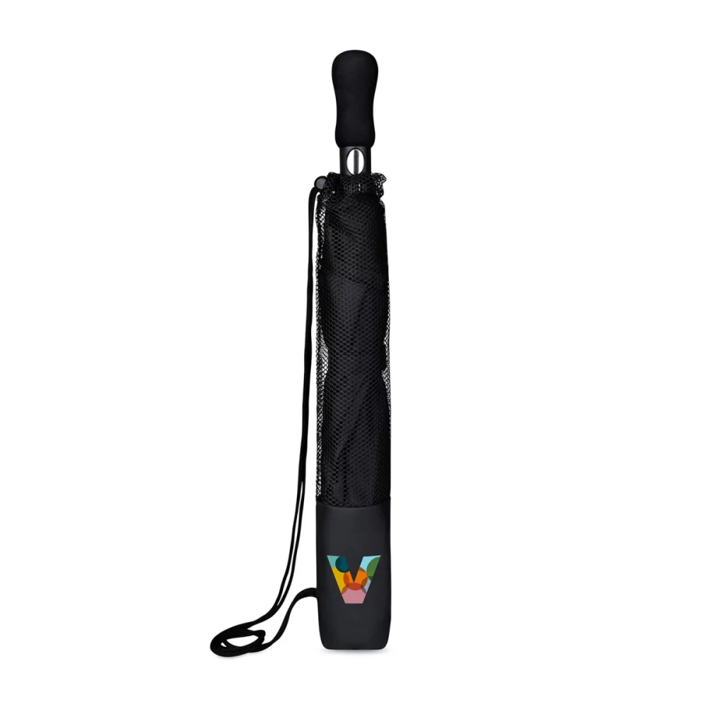 Elements 58" Recycled Auto Open Travel Folding Umbrella - Black