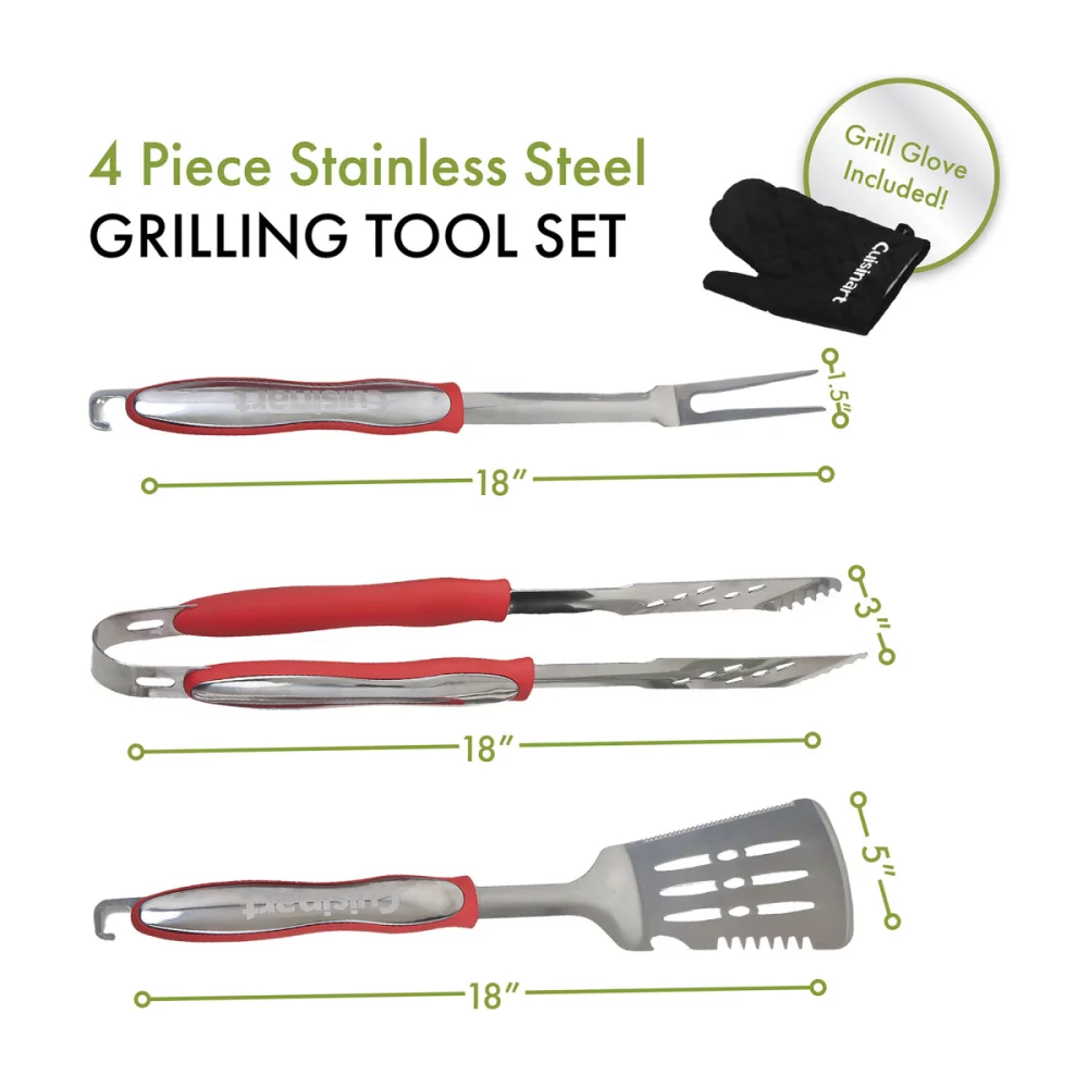 Cuisinart Outdoors® 4-Piece Grill Tool Set - Red