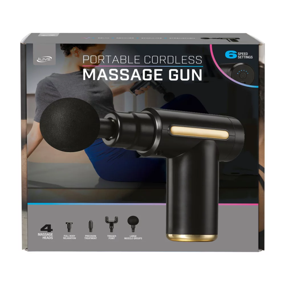 iLive™ Portable Cordless Massage Gun - Black