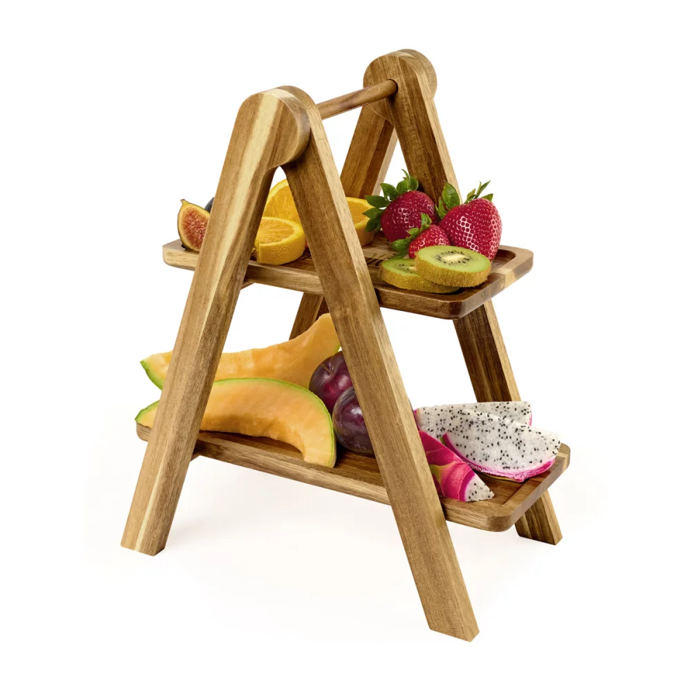 La Cuisine 2 Tier Serving Tray - Wood