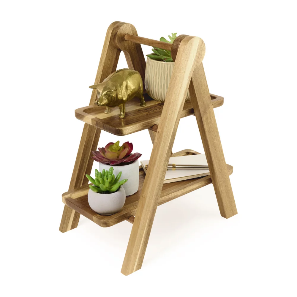 La Cuisine 2 Tier Serving Tray - Wood