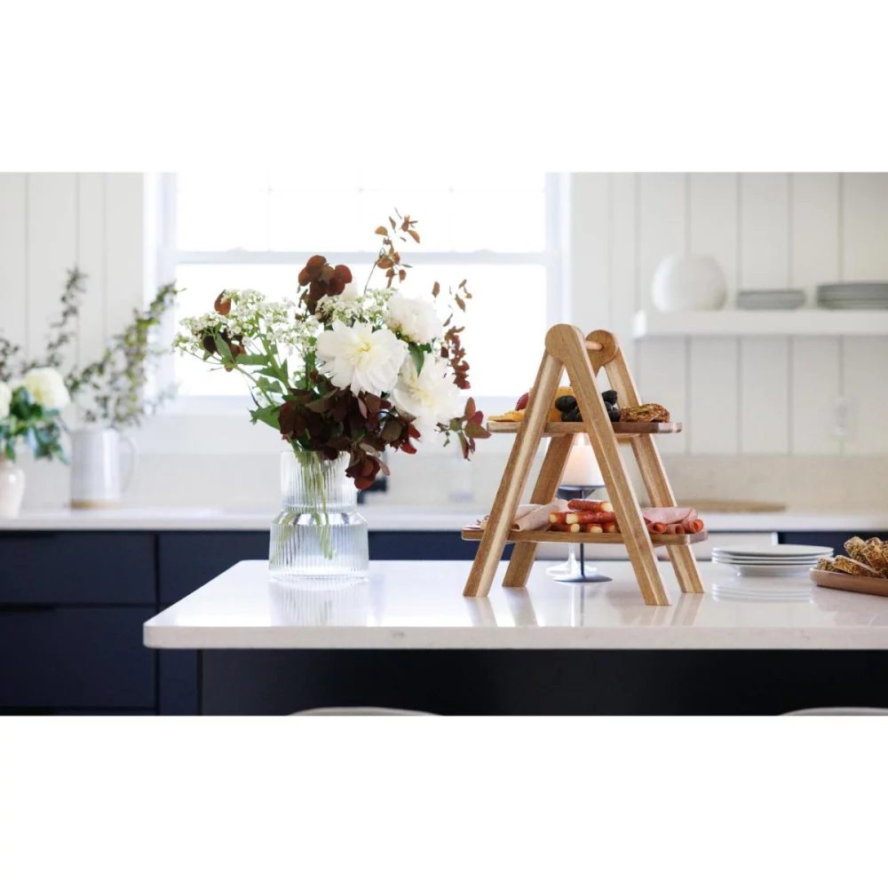 La Cuisine 2 Tier Serving Tray - Wood