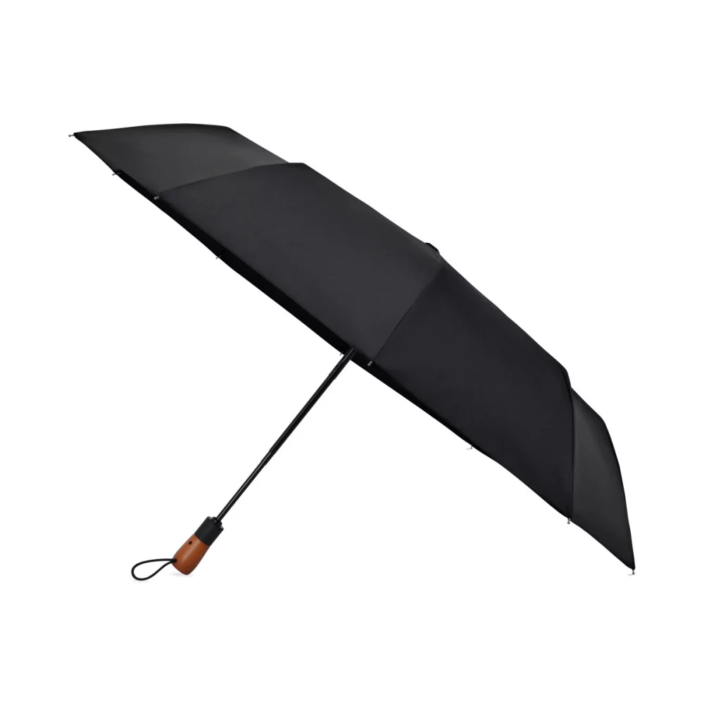 Elements 46" Recycled Auto Open & Close Executive Folding Umbrella - Black
