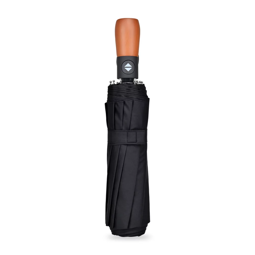 Elements 46" Recycled Auto Open & Close Executive Folding Umbrella - Black