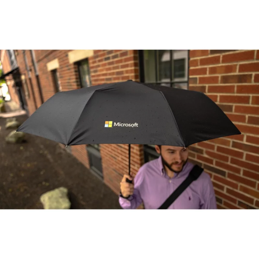 Elements 46" Recycled Auto Open & Close Executive Folding Umbrella - Black