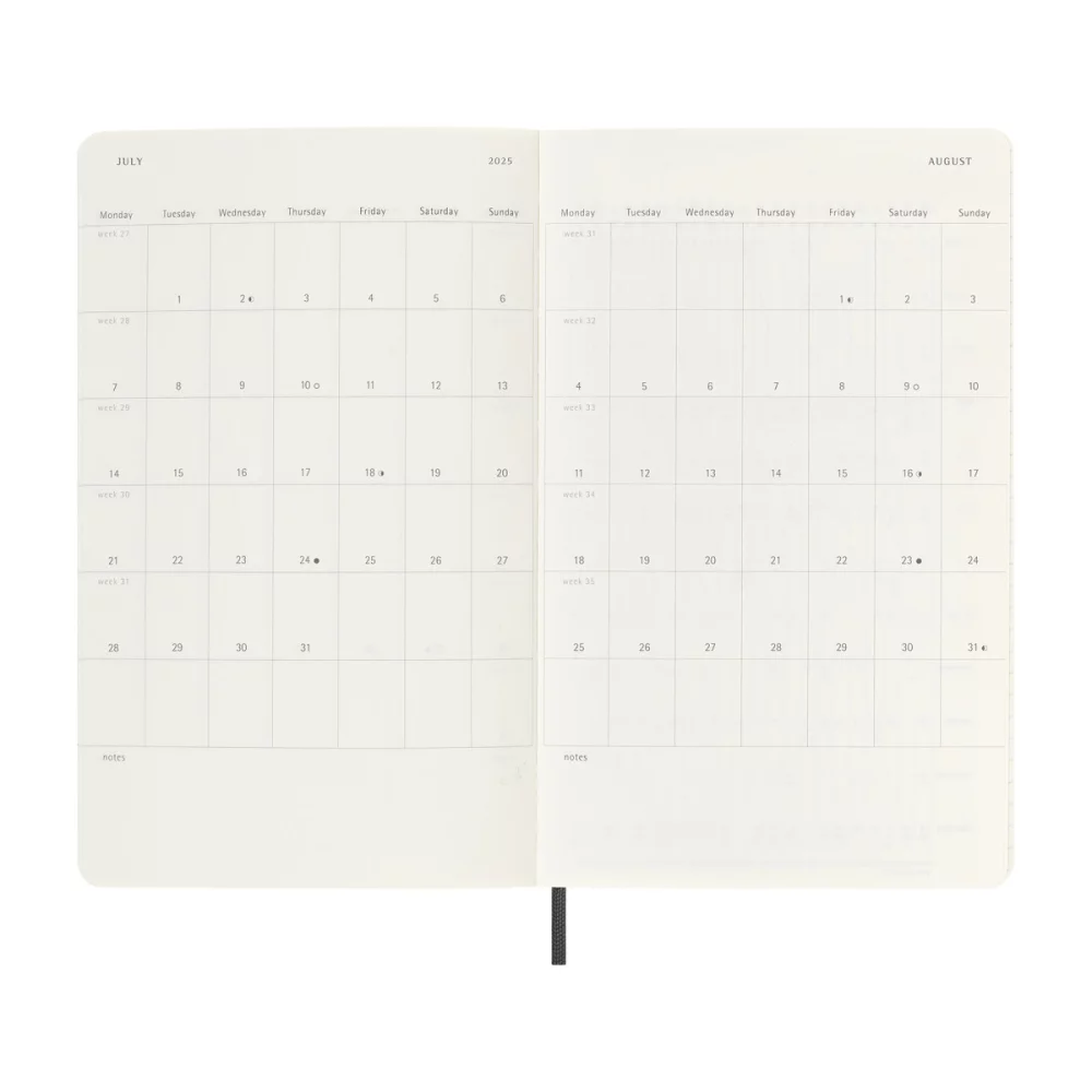 Agenda Moleskine® à couverture souple grand format pour 18 mois, semainier 2024-2025 - Noir