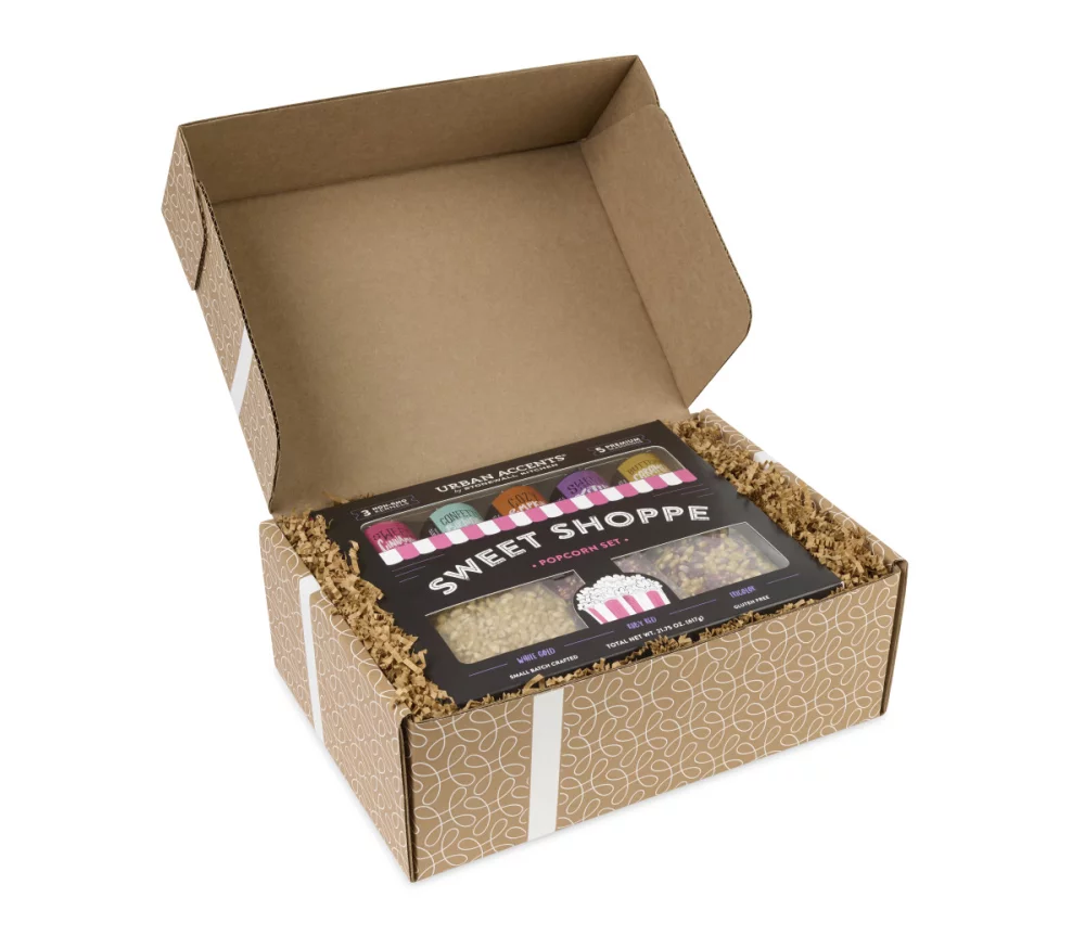 Boîte cadeau de fête de maïs soufflé de célébration sucrée - Noir