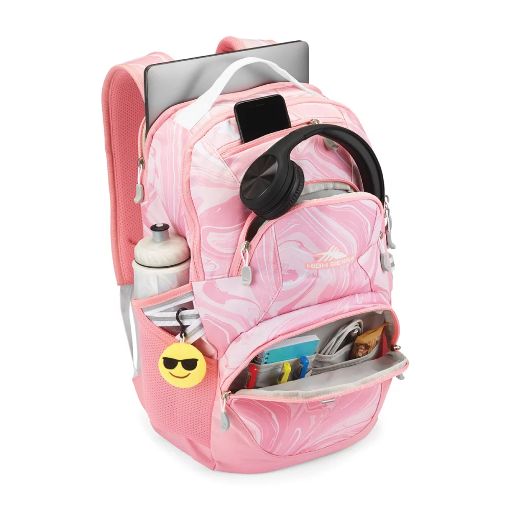 Sac à dos pour ordinateur portable High Sierra® Swoop SG - Rose marbré-Rose bonbon