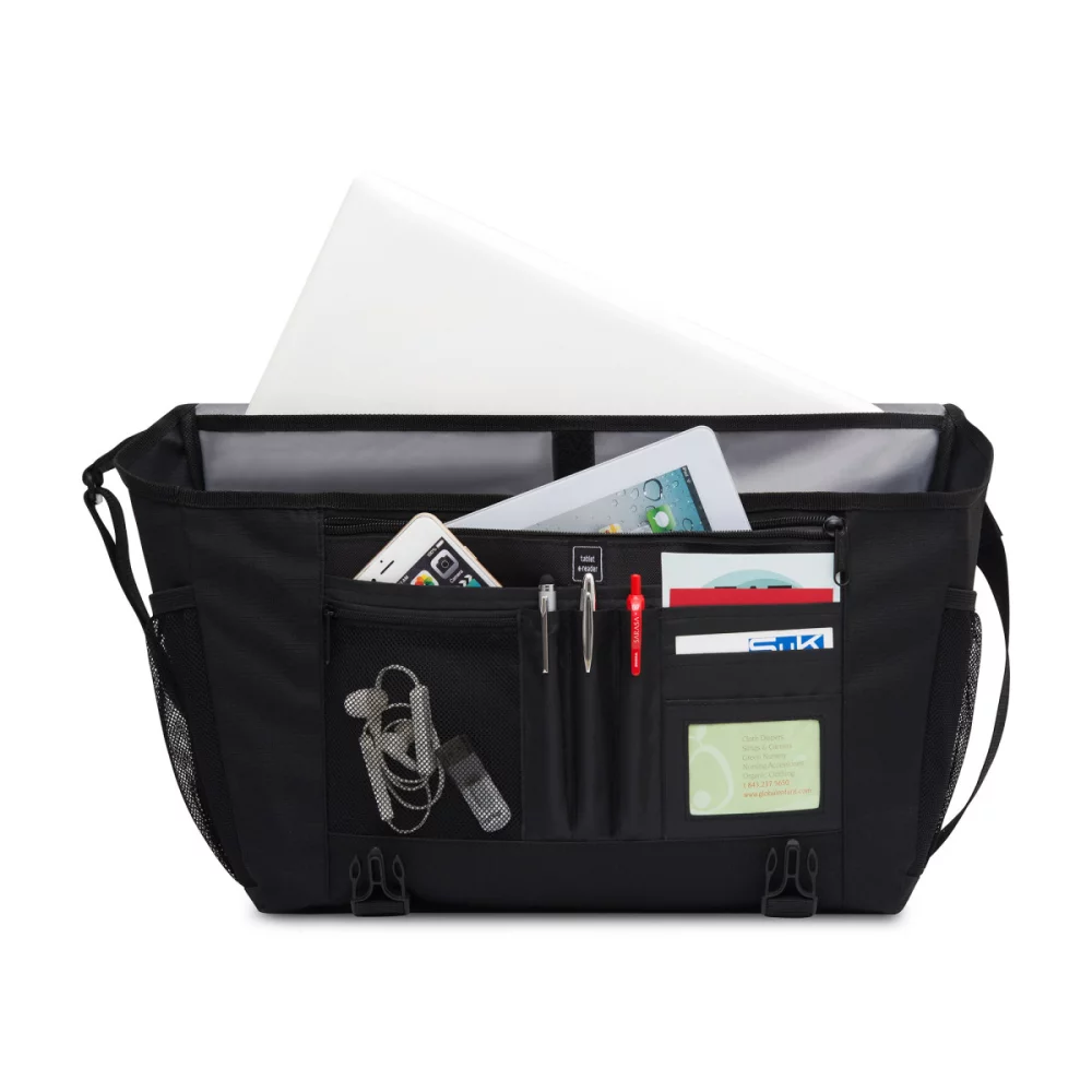 Nova Laptop Messenger Bag - Black-Charcoal Heather