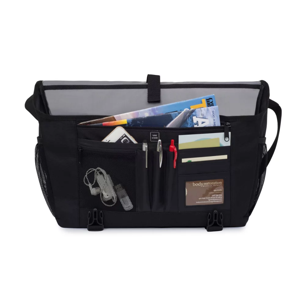 Nova Laptop Messenger Bag - Black-Charcoal Heather