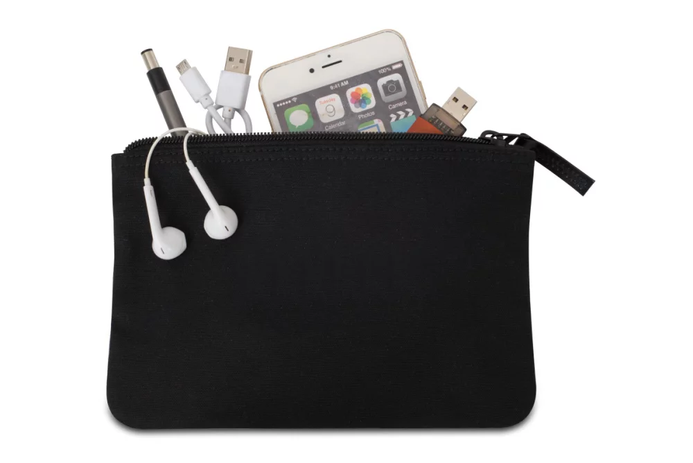 Avery Cotton Zippered Pouch - Black