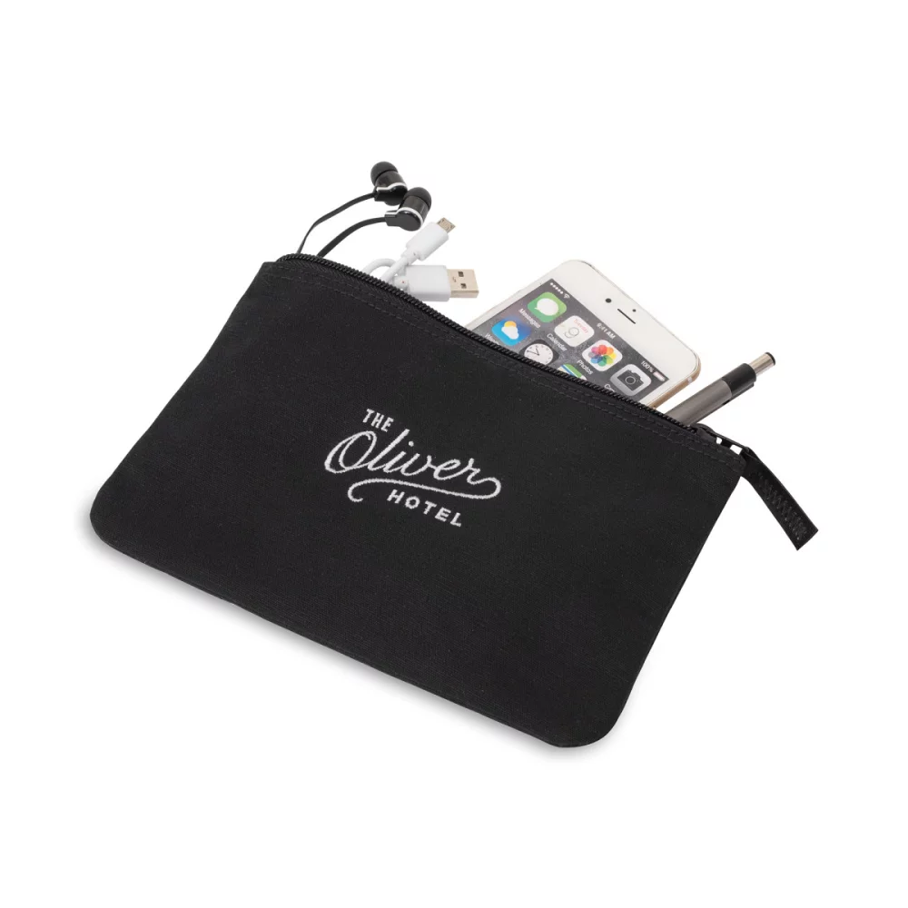Avery Cotton Zippered Pouch - Black
