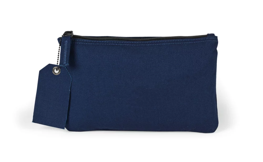 Avery Cotton Zippered Pouch - Navy Blue