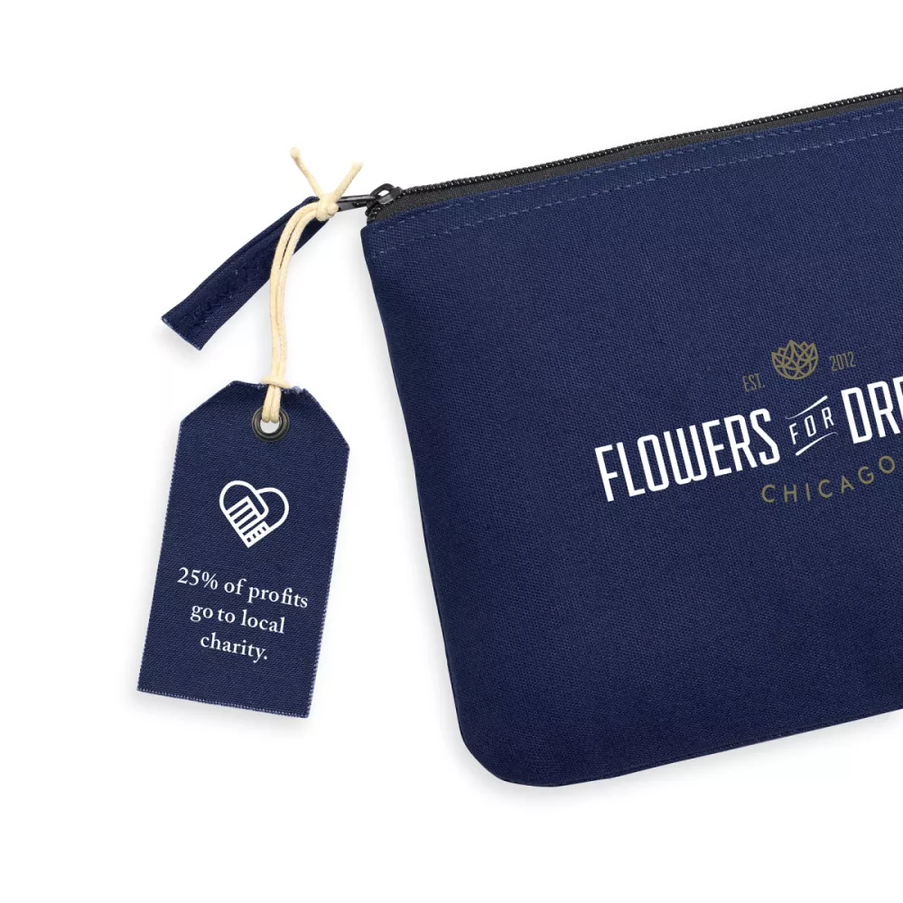 Avery Cotton Zippered Pouch - Navy Blue